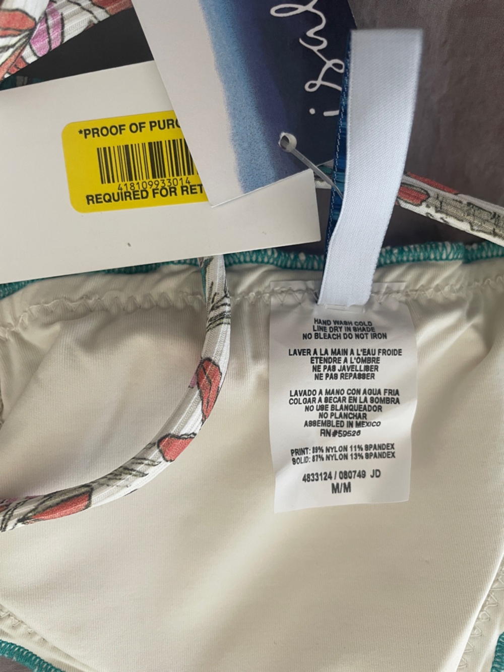 Isabella Rose Floral Ribbed Bandeau Bikini Top size M NWT Tie Back boho swim - Picture 5 of 6